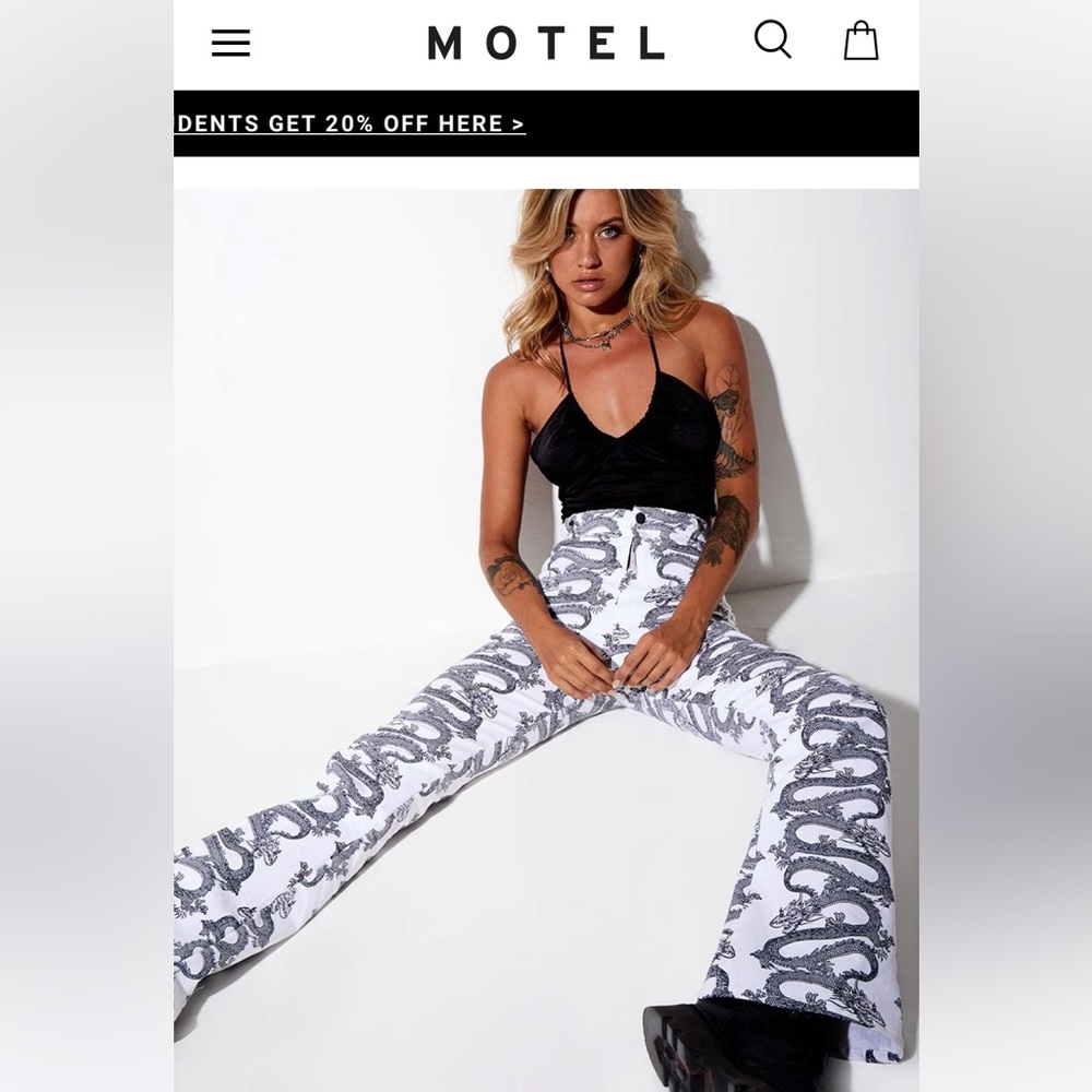 Motel Rocks zoven trousers in dragon rope white